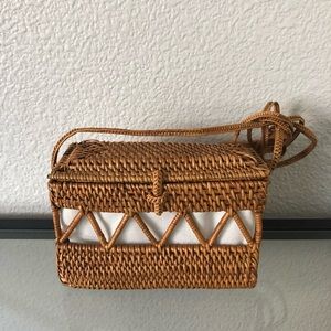 Wicker Straw Crossbody Box Purse/Clutch